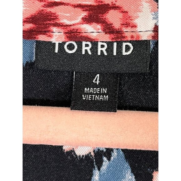 Torrid Dress 4X Pink Floral Mini Feminine Hi Lo Tropical Peasant Skater Hippie - Picture 3 of 16